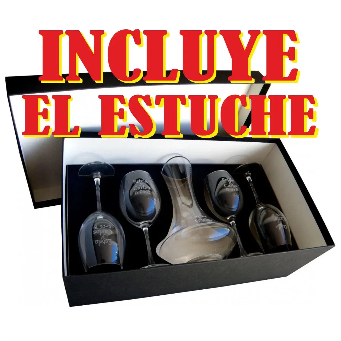 Decantador + 4 Copas de Vino con Texto - Imagen 5