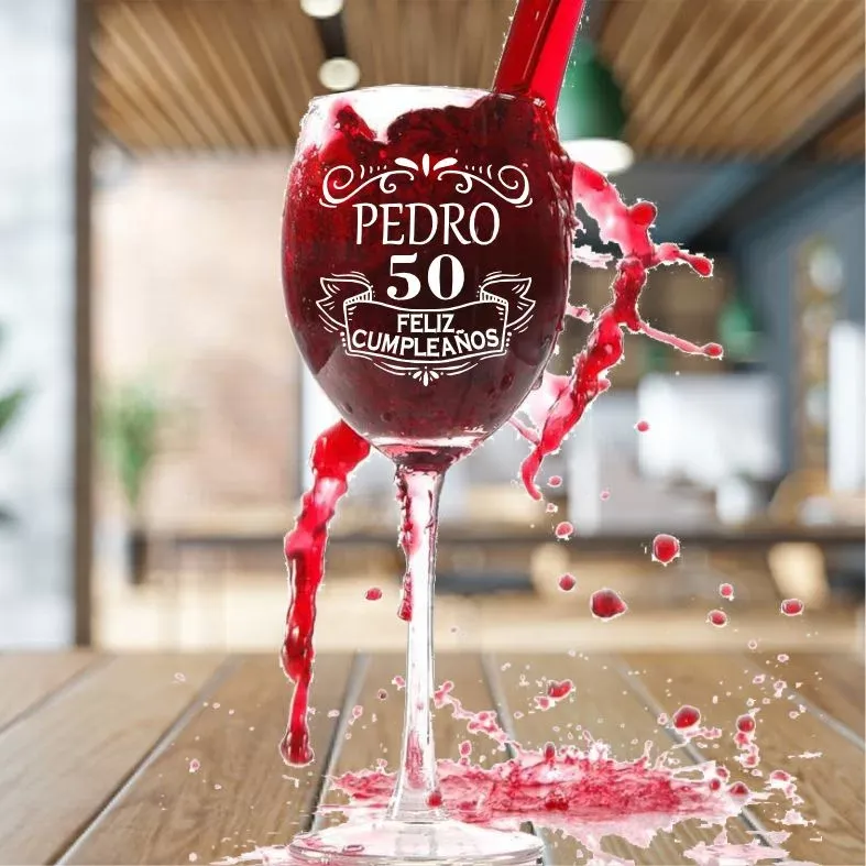 Copas de Vino Personalizadas Feliz Cumpleaños - Imagen 2