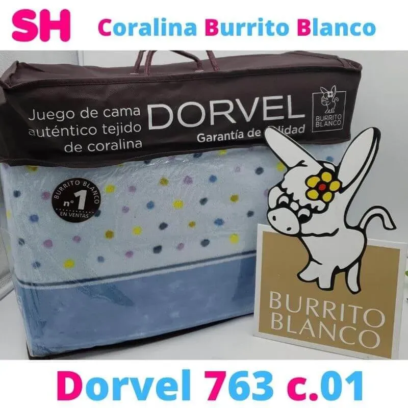 763 Azul Coralina Dorvel de Burrito Blanco