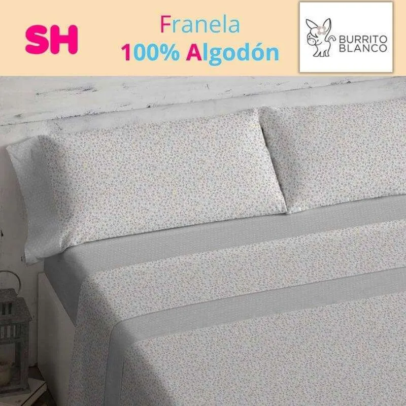 Franela 561 Gris 100 % Algodón Burrito Blanco